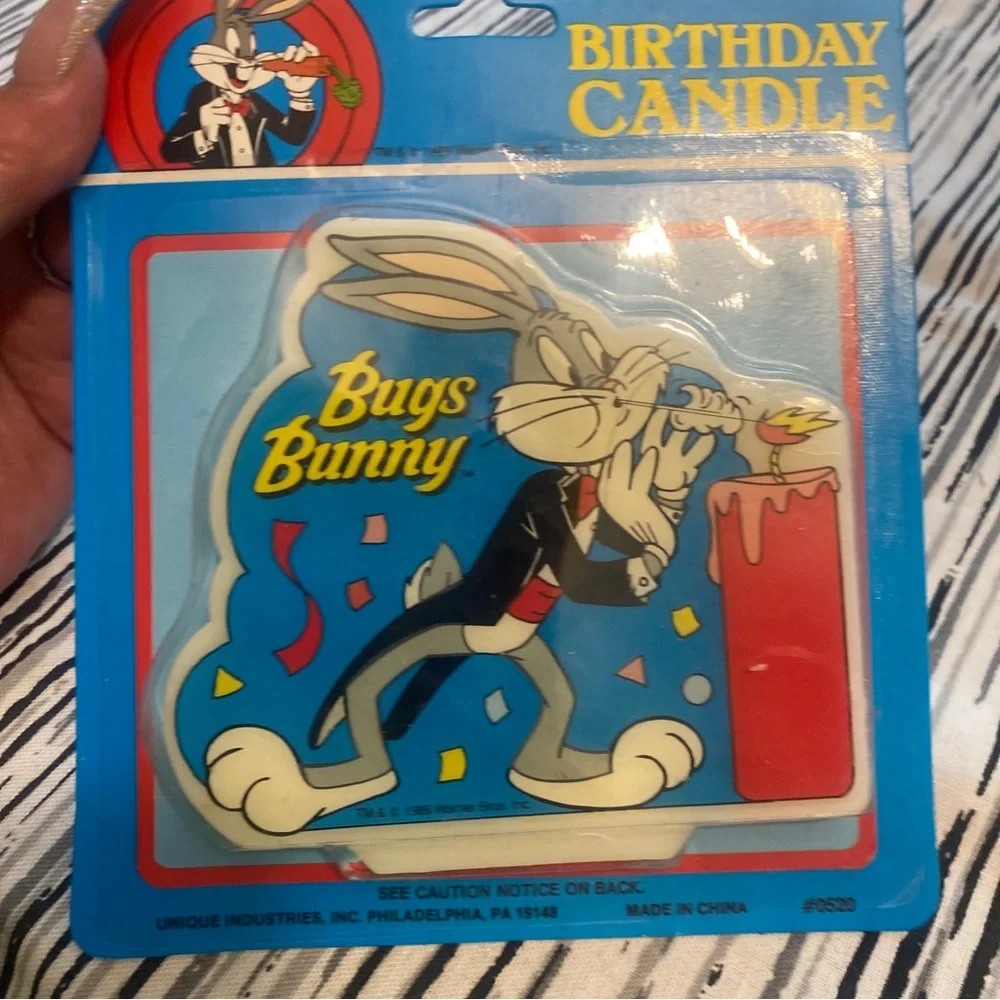 Vintage Bugs Bunny 1989 Looney Tunes Birthday Candle Retro 4.5”x4.5” New